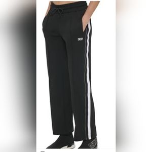 DKNY women's high rise side stripe drawstring pants wide leg size XL TG.